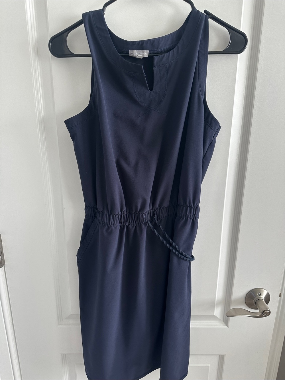 Talbots Navy Sleeveless Midi Dress with Rope Waist Tie